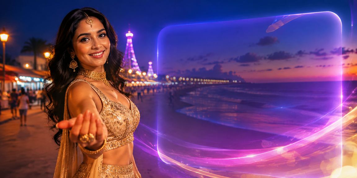 Chennai Marina Beach with leisure and entertainment at dusk